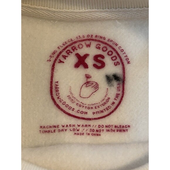 Yarrow Goods Men’s Crewneck Sweatshirt  Size XS  Cream Japanese Kanji Cat - Picture 4 of 6